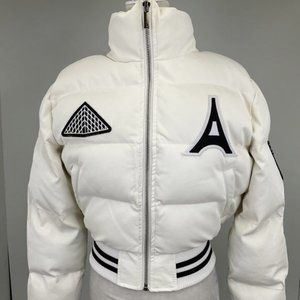 Maniere de Voir Varsity Faux Leather Puffer Jacket 4